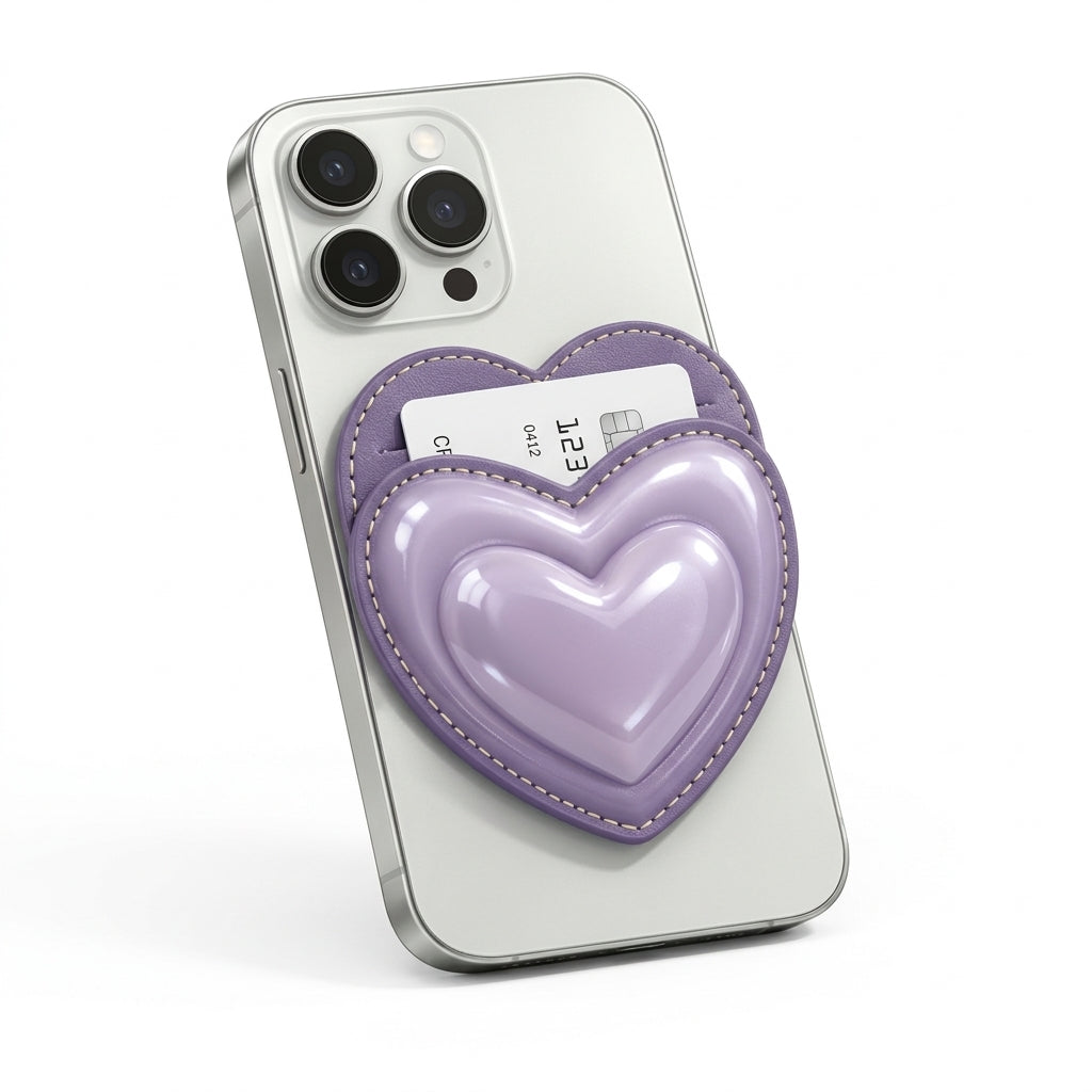 OartnSw Puffy Heart Magnetic Phone Wallet