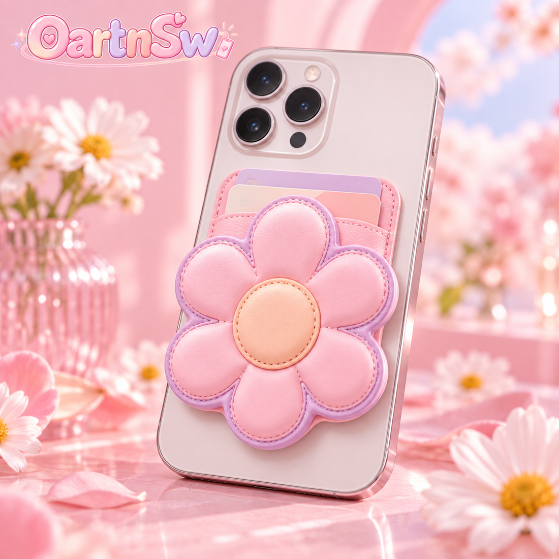 OartnSw Daisy Bloom Magnetic Phone Wallet