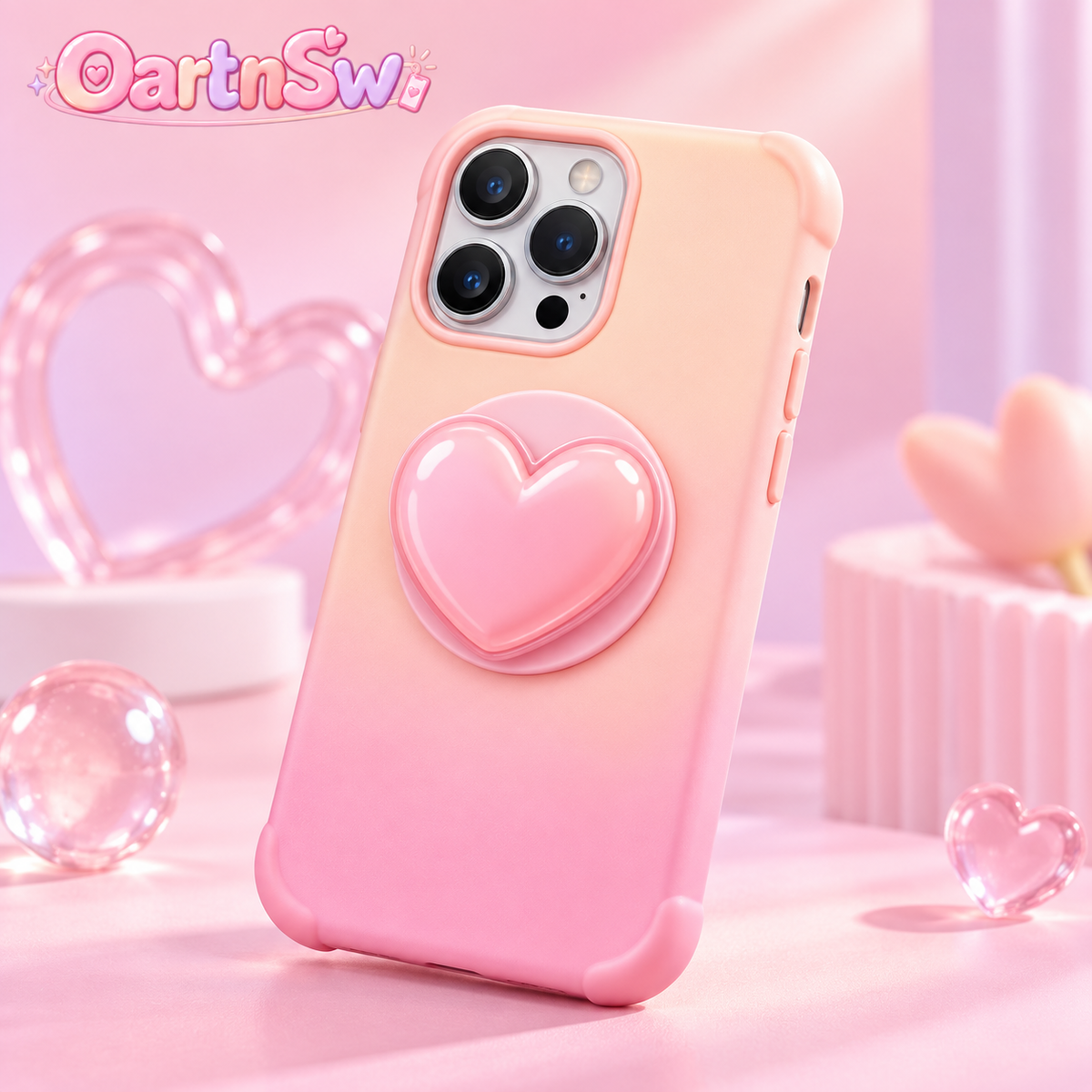 OartnSw Blush Heart Grip Phone Case