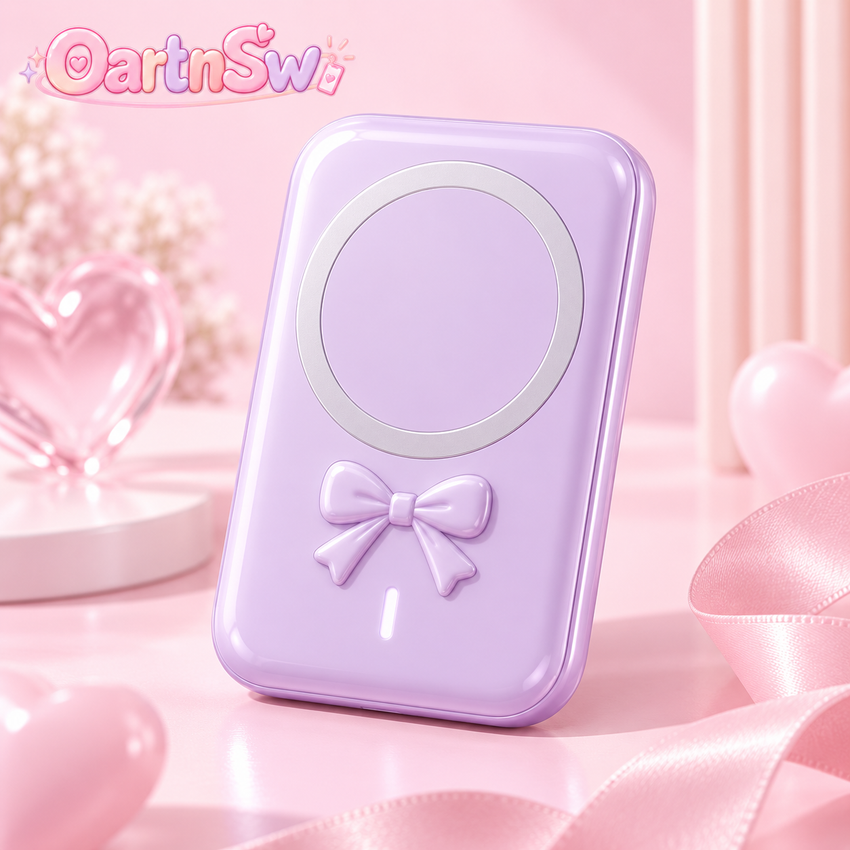 OartnSw Lilac Bow Magnetic Power Bank