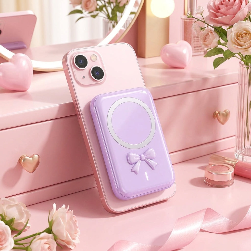 OartnSw Lilac Bow Magnetic Power Bank