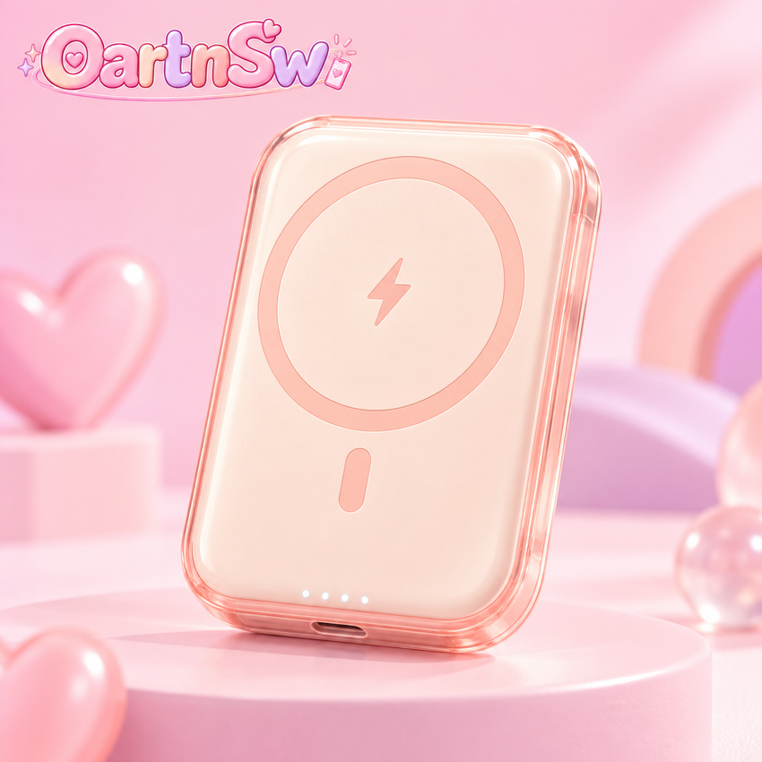 OartnSw Peach Clear-Edge Magnetic Power Bank