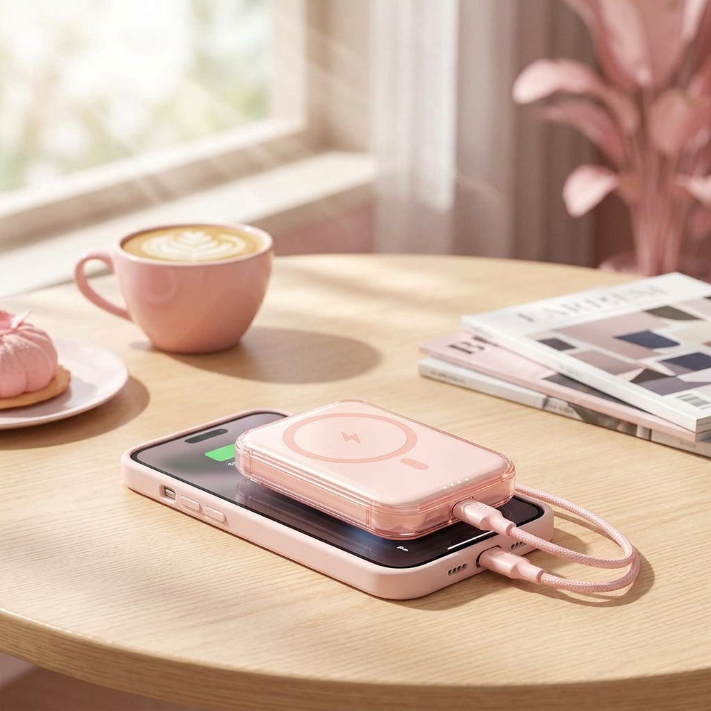 OartnSw Peach Clear-Edge Magnetic Power Bank