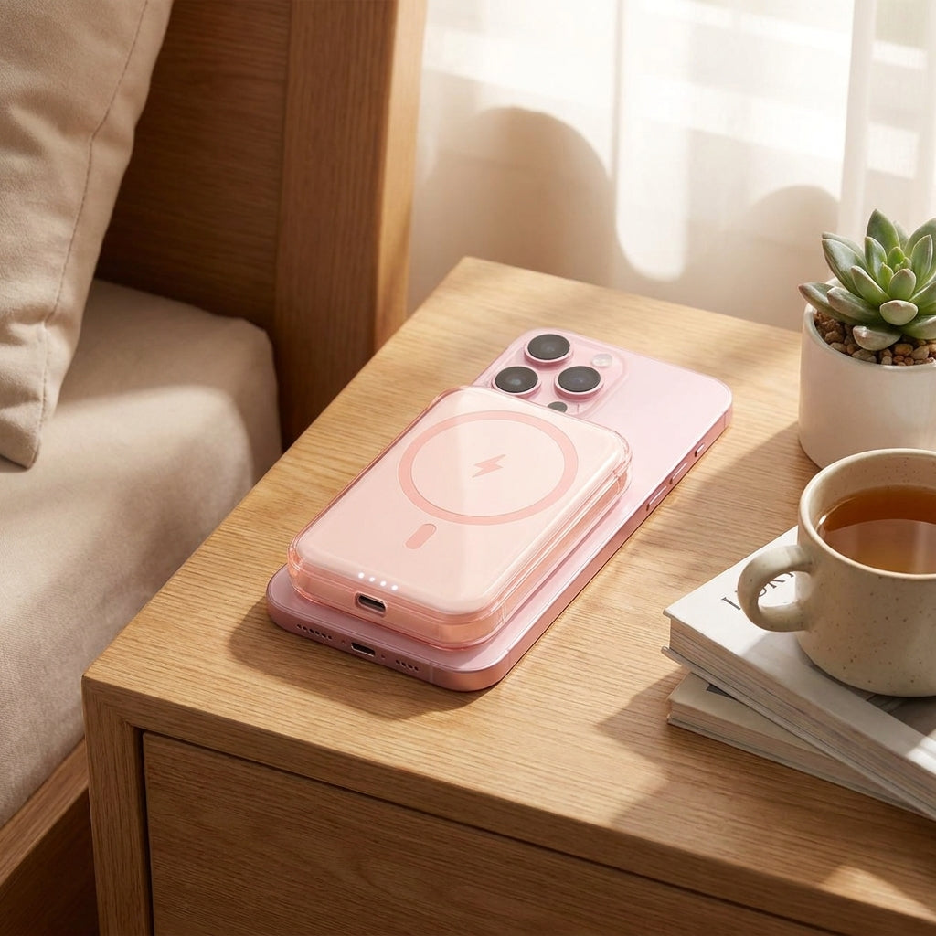 OartnSw Peach Clear-Edge Magnetic Power Bank